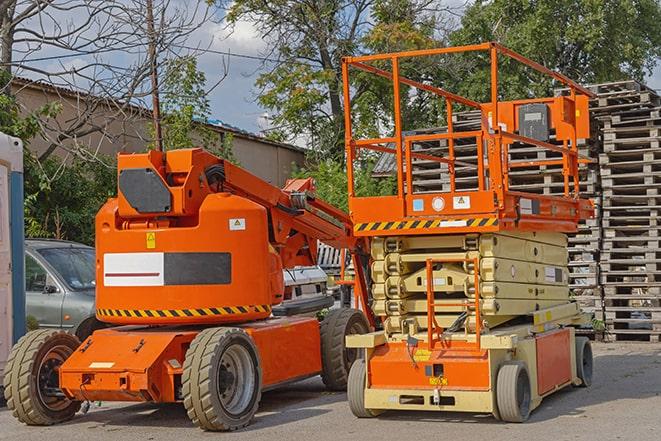 warehouse operations with forklift in motion in Fairfield MT